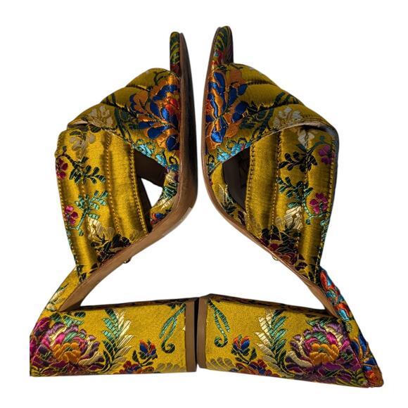 RAYE x‎ REVOLVE Monroe Mule Floral Gold Brocade Slide Mule Women's Size 8 - Picture 9 of 16